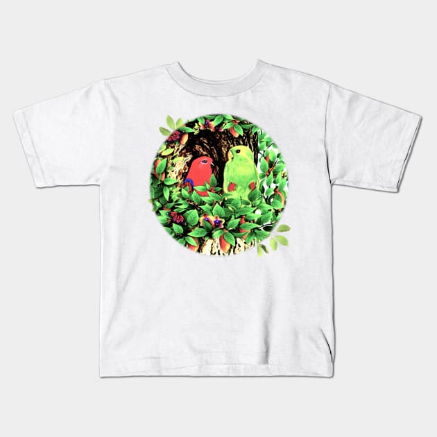 Parrots. Nesting Eclectus Parrots Kids T-Shirt by KC Morcom aka KCM Gems n Bling aka KCM Inspirations